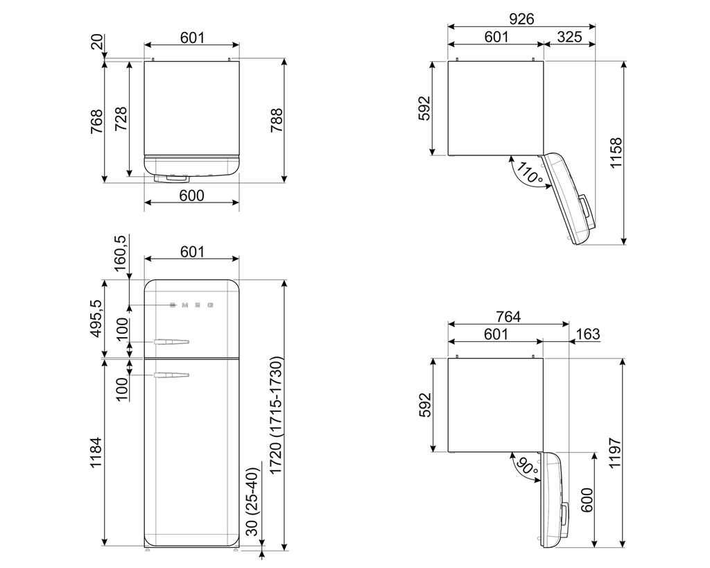 Smeg FAB30 – technische maattekening