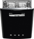 SMEG lave-vaisselle encastrable noir - vue de face avec porte ouverte
