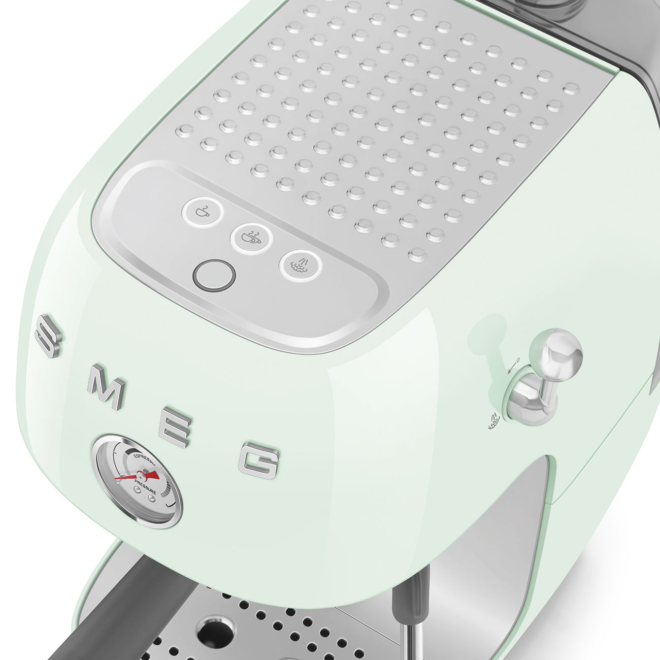 SMEG Espressomachine pastelgroen detailopname bedieningspaneel