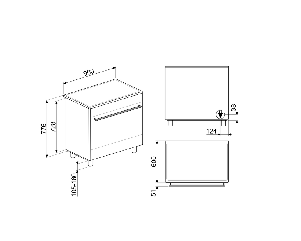 Smeg BG91IX9 – Schéma dimensions