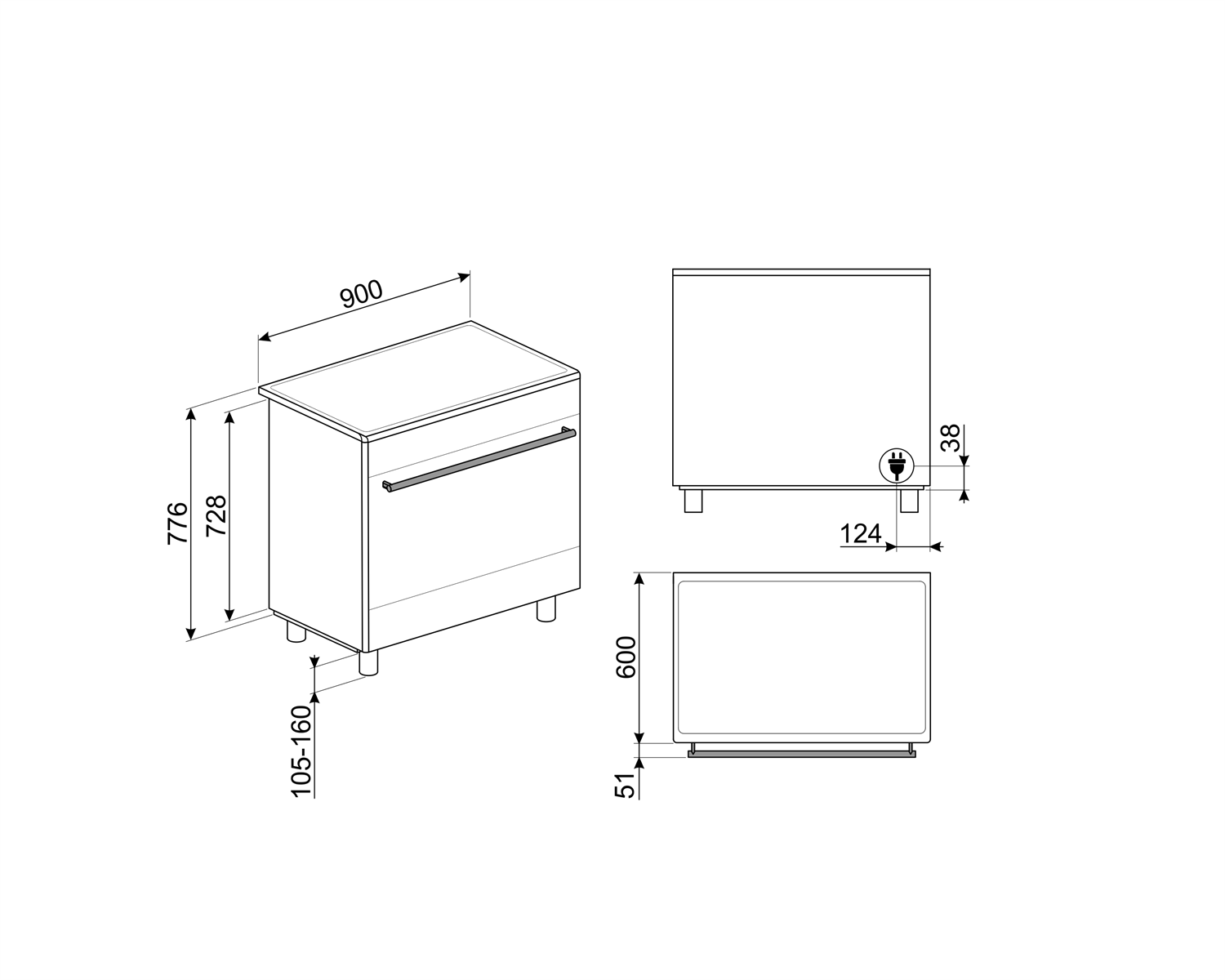 Smeg BG91IX9 – Schéma dimensions