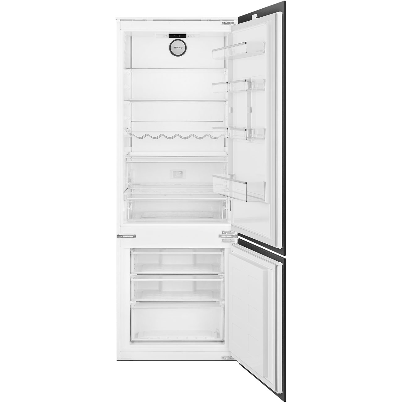 SMEG inbouw koel-vriescombinatie volledig open vooraanzicht