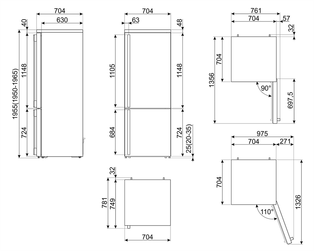 SMEG FA490RBL5 vue de face noir mat