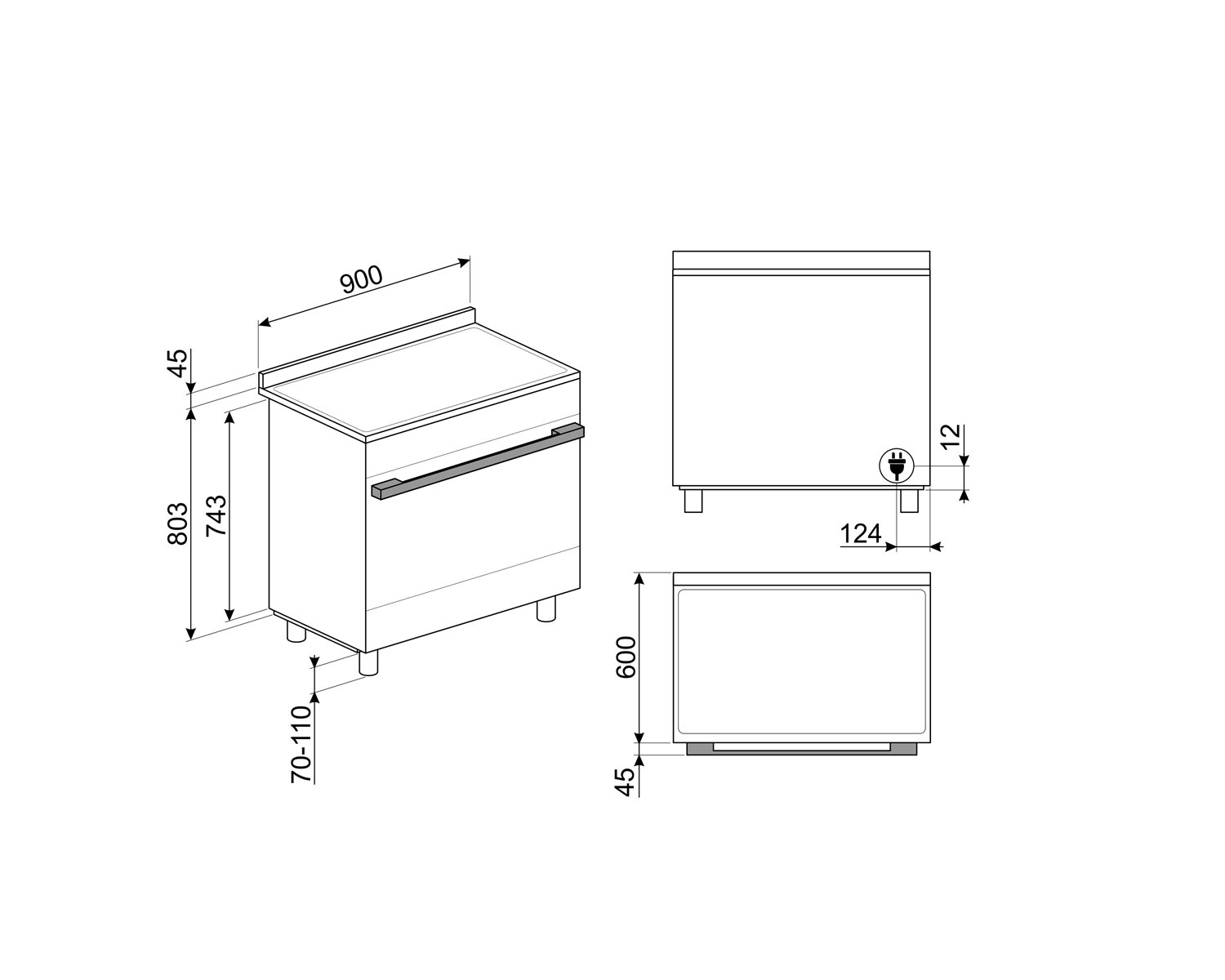 SMEG CPF92IMXE - schéma dimensions techniques